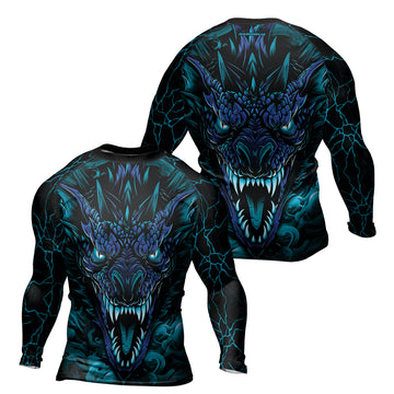 Rashninja Dragon Blue Men's Long Sleeve Rash Guard