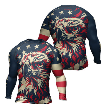 Rashninja Patriotic Eagle Flames Men's Long Sleeve Rash Guard

