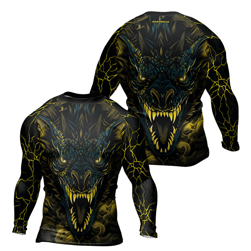 Rashninja Dragon Yellow Men's Long Sleeve Rash Guard | Fightwear