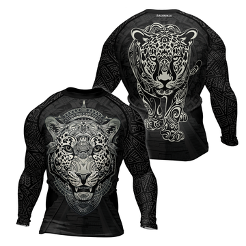 Rashninja Aztec Hunting Jaguar Men's Long Sleeve Rash Guard