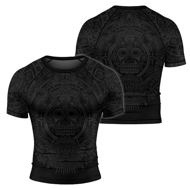 Rashninja Aztec Sun Stone Ranked Men's Short Sleeve Rash Guard