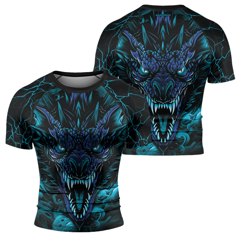 Rashninja Dragon Blue Men's Short Sleeve Rash Guard