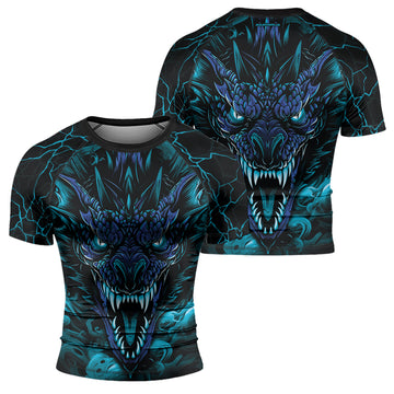 Rashninja Dragon Blue Men's Short Sleeve Rash Guard