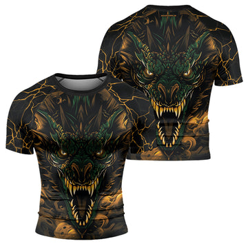 Rashninja Dragon Yellow Green Men's Short Sleeve Rash Guard