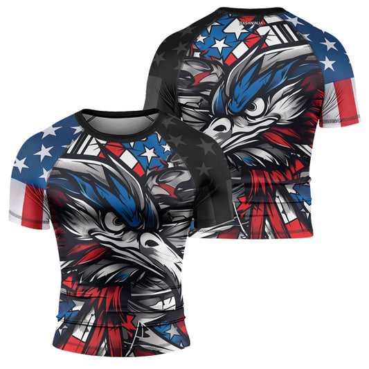 Rashninja Patriotic Eagle Sleeve Men's Short Sleeve Rash Guard

