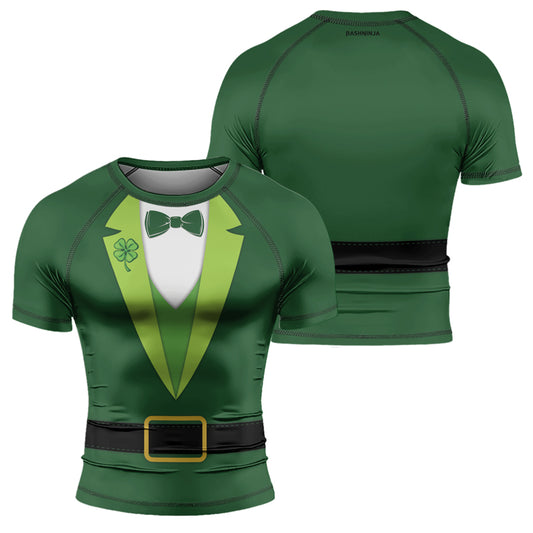 Rashninja Leprechaun Suit Men's Short Sleeve Rash Guard |Patrick Shirt