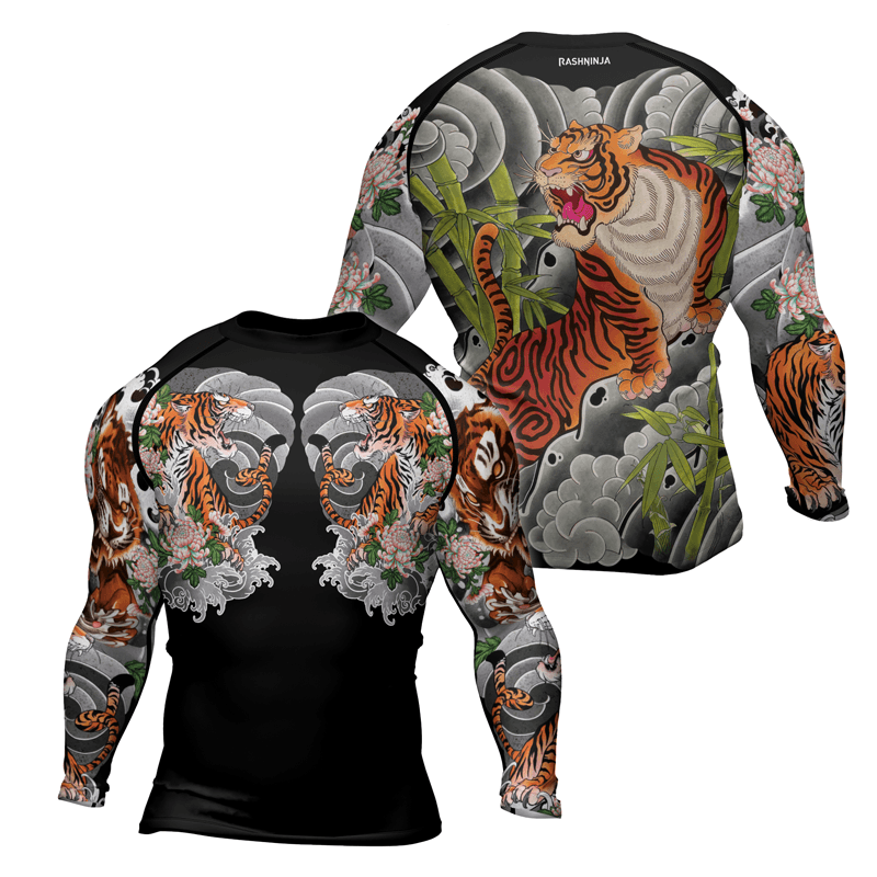 Rashninja Wild Tiger Forest Tiger Men's Long Sleeve Rash Guard