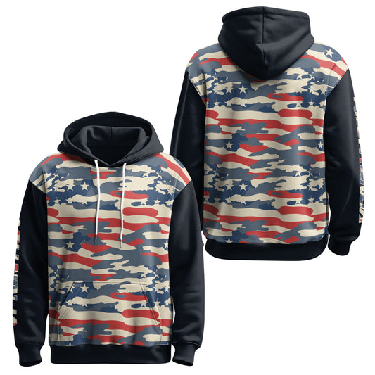 Rashninja American Camouflage AOP Hoodie | American Flag Hoodies