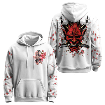 Rashninja Oni Blossom Fusion AOP Hoodie | Japanese Samurai Hoodie