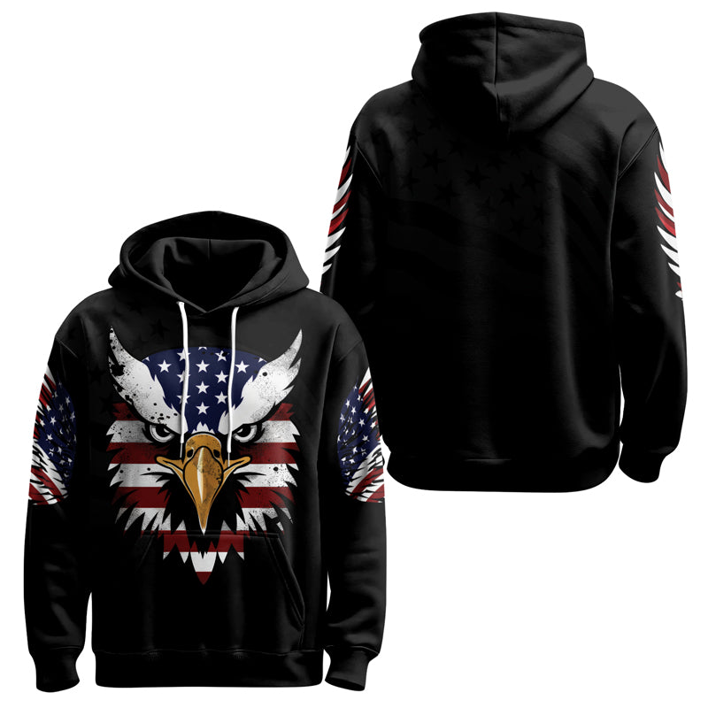 Rashninja American Eagle Head AOP Hoodie | American Flag Hoodies