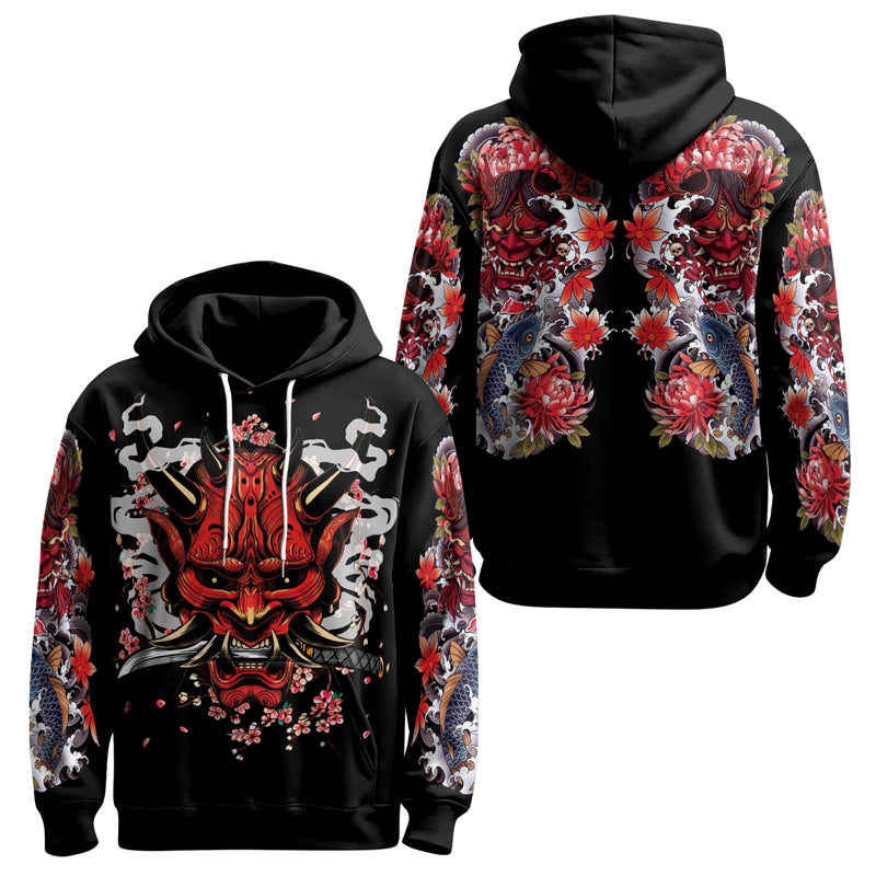 Rashninja The Oni Demon AOP Hoodie | Japanese Samurai Style Hoodie