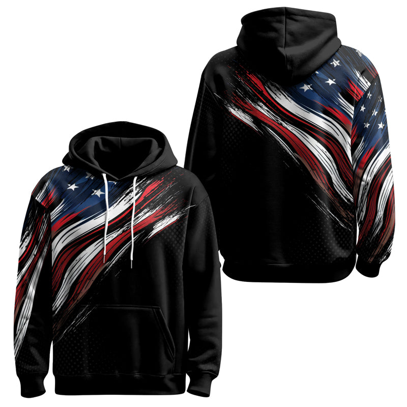 Rashninja Patriotic USA Flag AOP Hoodie | Patriotic Hooded Sweatshirt