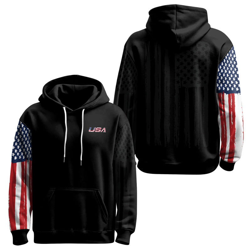 Rashninja American Flag AOP Hoodie | Patriotic Hooded Sweatshirt