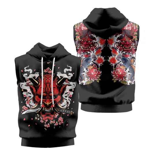 Rashninja The Oni Demon Sleeveless Hoodie | MMA Sleeveless Hoodie