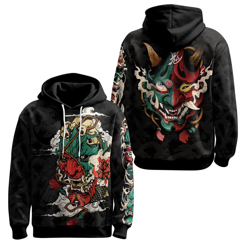 Rashninja Summoning Oni AOP Hoodie | Japanese Samurai Style Hoodie