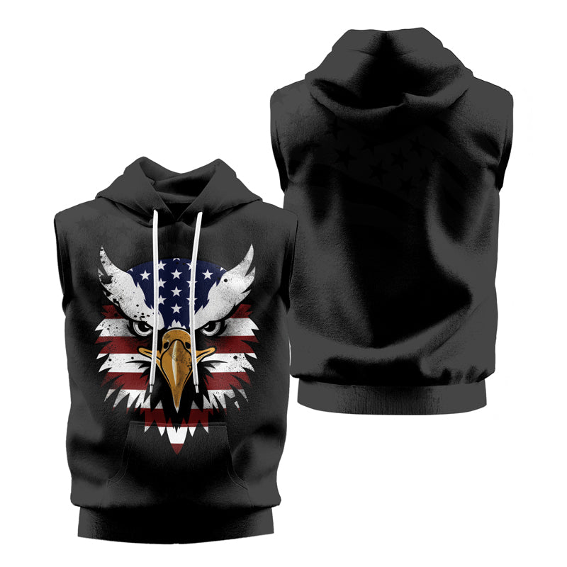 Rashninja American Eagle Head Sleeveless Hoodie |MMA Sleeveless Hoodie