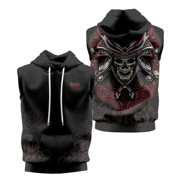 Rashninja Mystic Skull Samurai Sleeveless Hoodie | Sleeveless Hoodie