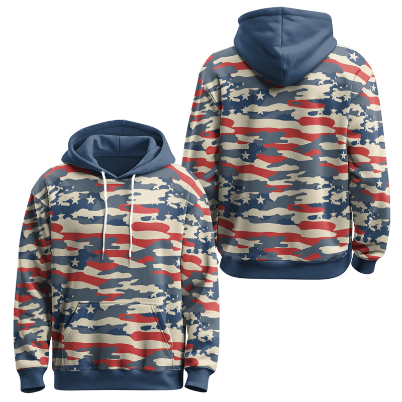 Rashninja American Camouflage AOP Hoodie | American Flag Hoodies