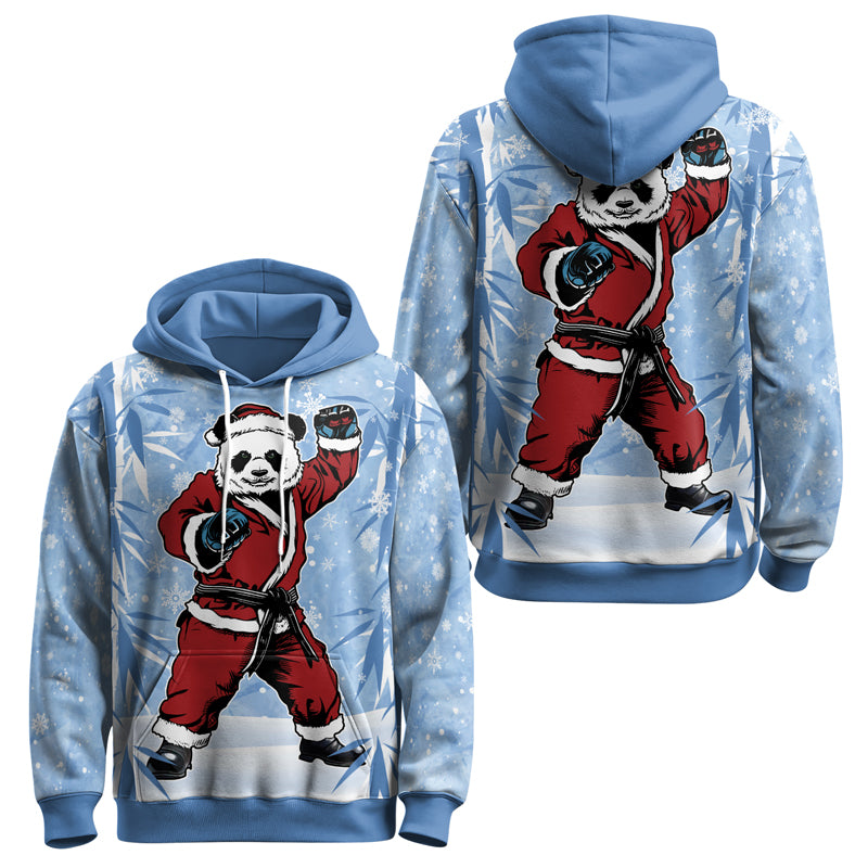 Rashninja Blue Santa Panda Kung Fu AOP Hoodie