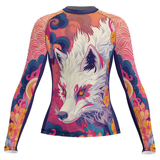 Rashninja Japanese White Kitsune Women's Long Sleeve Rash Guard