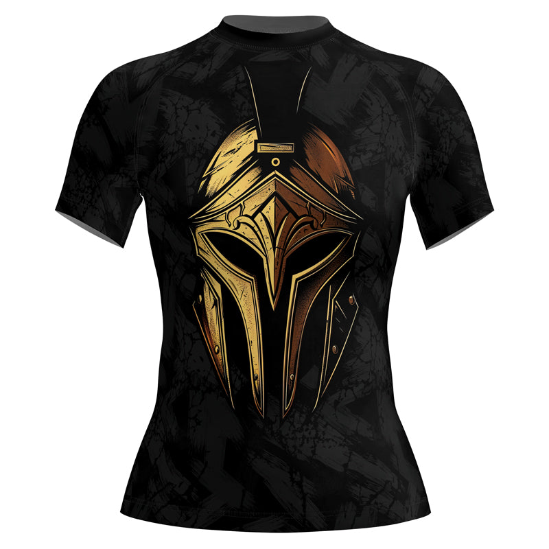Rashninja Spartan Golden Helm Women's Short Sleeve Rash Guard