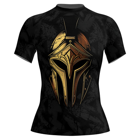 Rashninja Spartan Golden Helm Women's Short Sleeve Rash Guard
