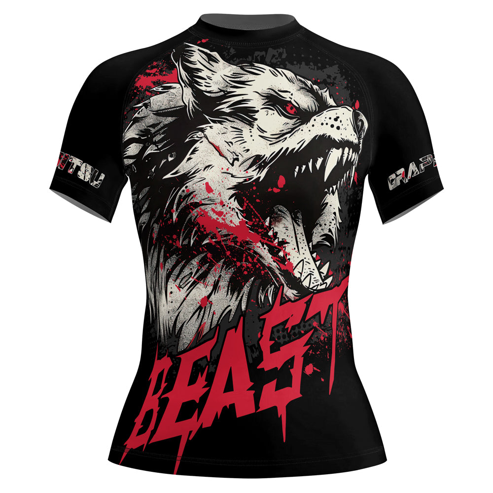 Rashninja Wolf Tribal Spirit Women's Short Sleeve Rash Guard

