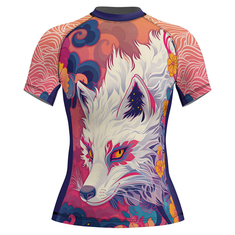 Rashninja Japanese White Kitsune Women's Short Sleeve Rash Guard