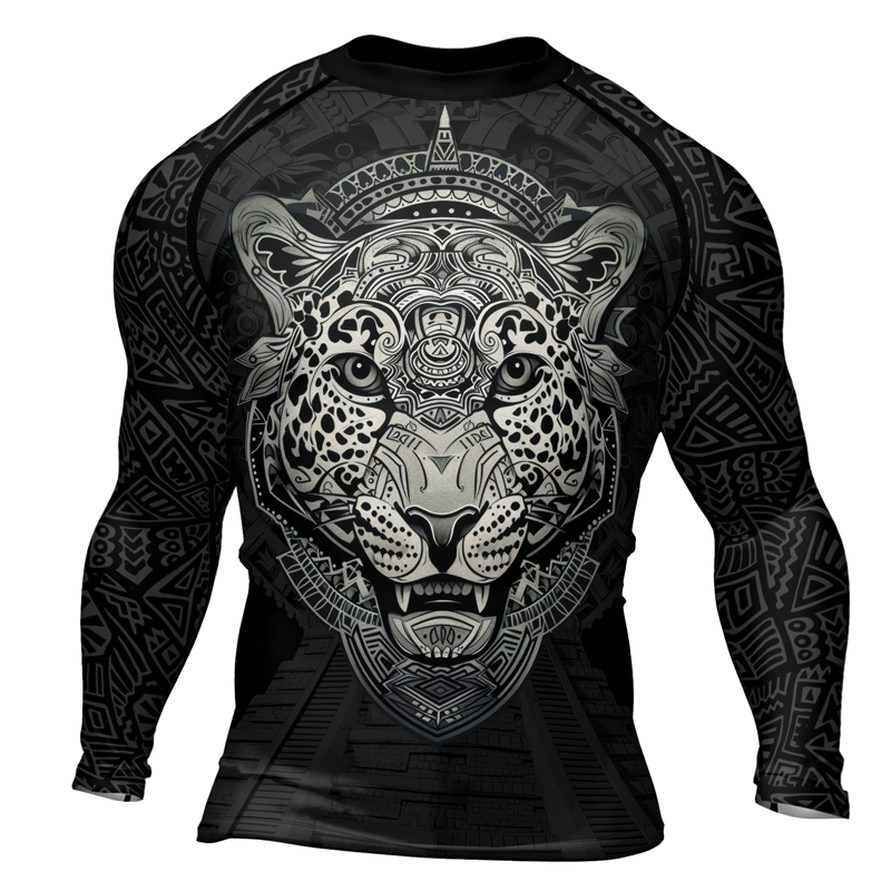 Rashninja Aztec Hunting Jaguar Men's Long Sleeve Rash Guard