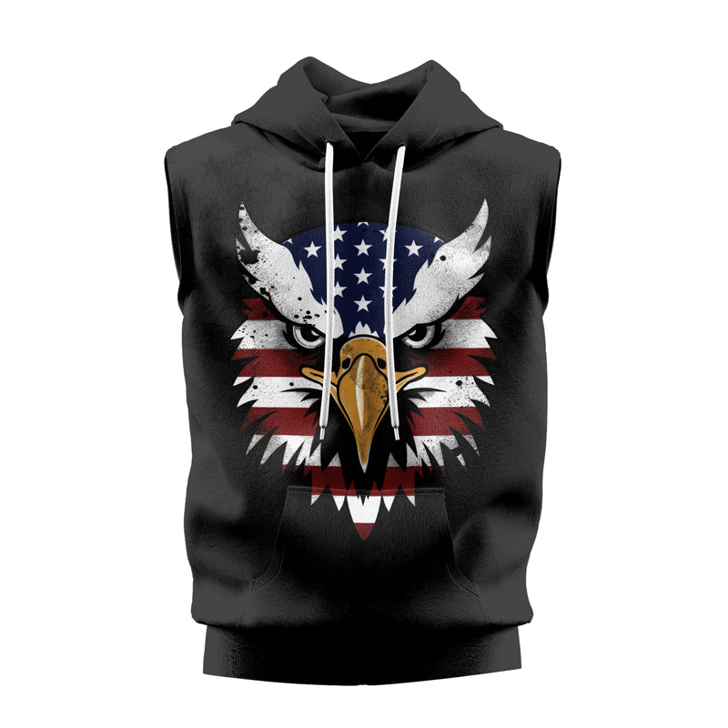 Rashninja American Eagle Head Sleeveless Hoodie |MMA Sleeveless Hoodie