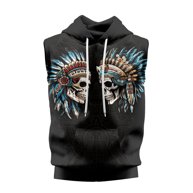 Rashninja Aztec High Chief Skull Sleeveless Hoodie | Sleeveless Hoodie