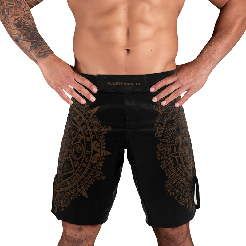 Rashninja Aztec Sun Stone Ranked Men's Fight Shorts