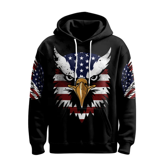 Rashninja American Eagle Head AOP Hoodie | American Flag Hoodies