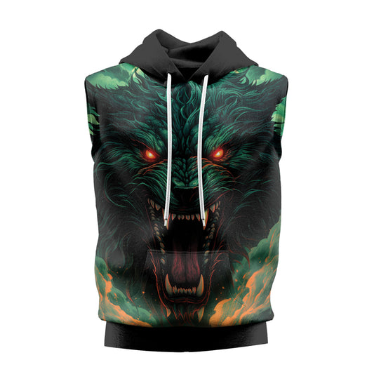 Rashninja Wild Snarling Wolf Sleeveless Hoodie | MMA Sleeveless Hoodie