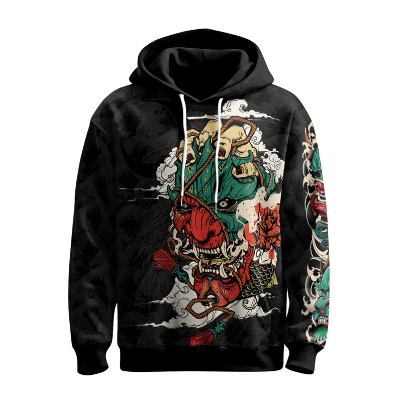 Rashninja Summoning Oni AOP Hoodie | Japanese Samurai Style Hoodie