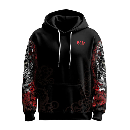 Rashninja Mystic Skull Samurai AOP Hoodie | Japanese Samurai Hoodie