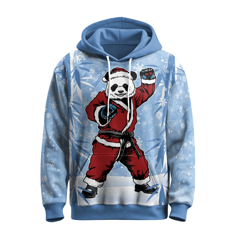 Rashninja Blue Santa Panda Kung Fu AOP Hoodie