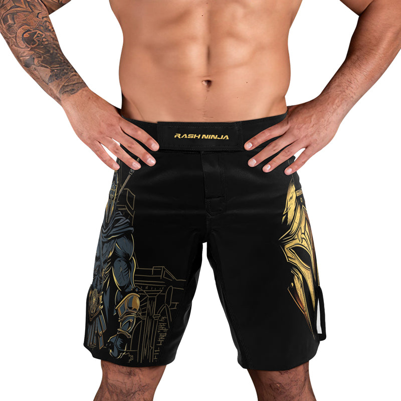 Rashninja Spartan Golden Helm Men's Fight Shorts