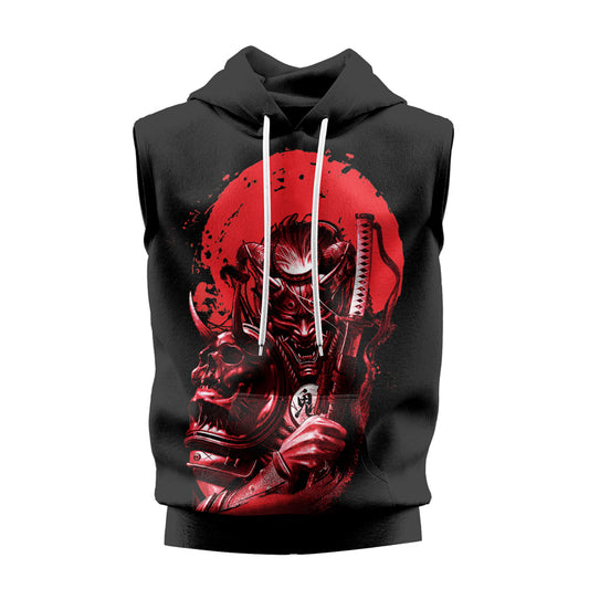 Rashninja Katana Master Samurai Swordplay Men's Sleeveless Hoodie Gym