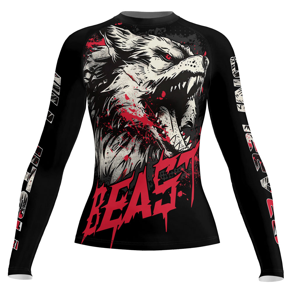 Rashninja Wolf Tribal Spirit Women's Long Sleeve Rash Guard

