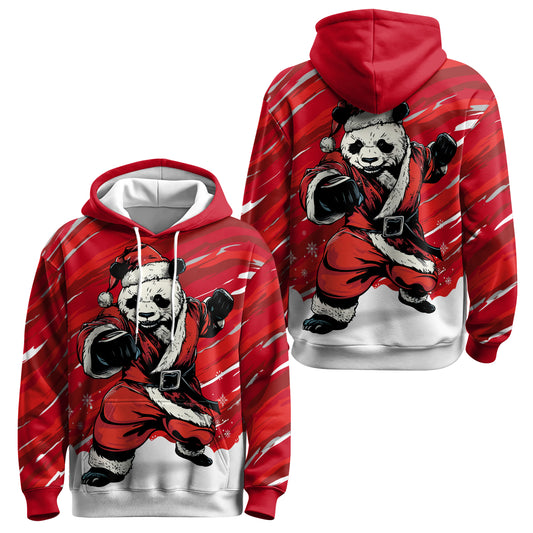 Rashninja Red Santa Panda Kung Fu AOP Hoodie