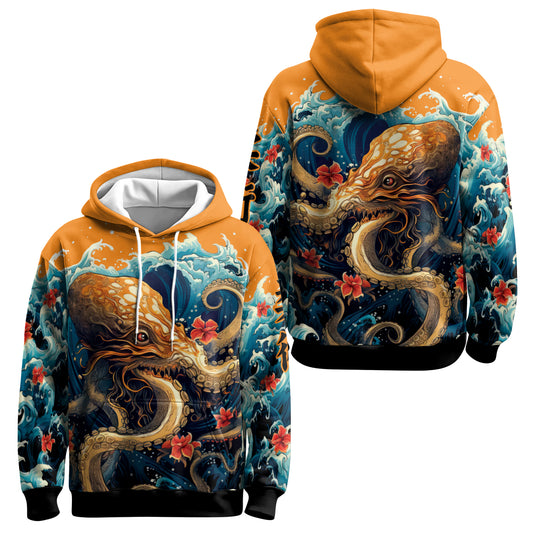 Rashninja Octopus Waves AOP Hoodie | Jiu Jitsu Octopus Hoodie