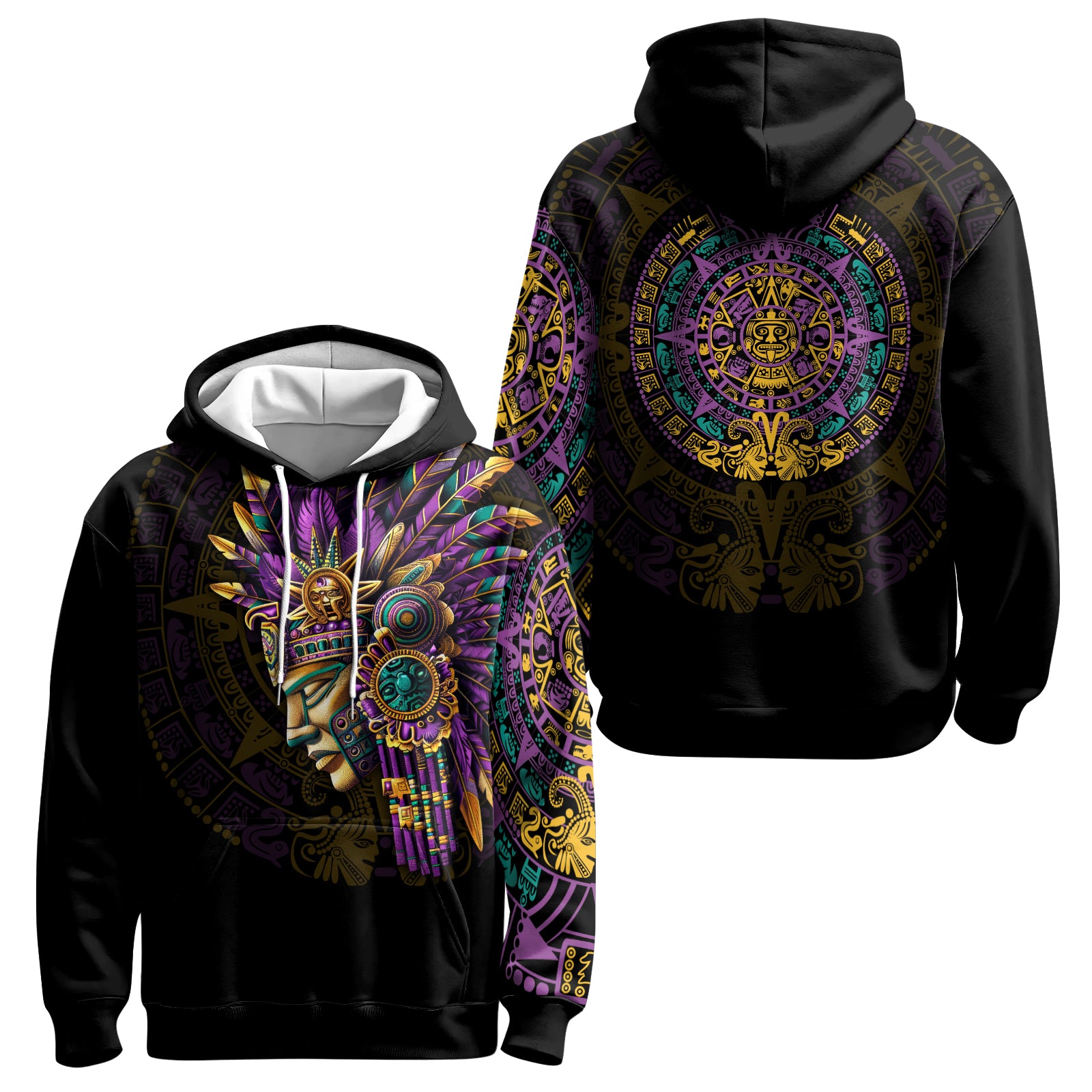 Rashninja Aztec Purple Tribe Headman AOP Hoodie