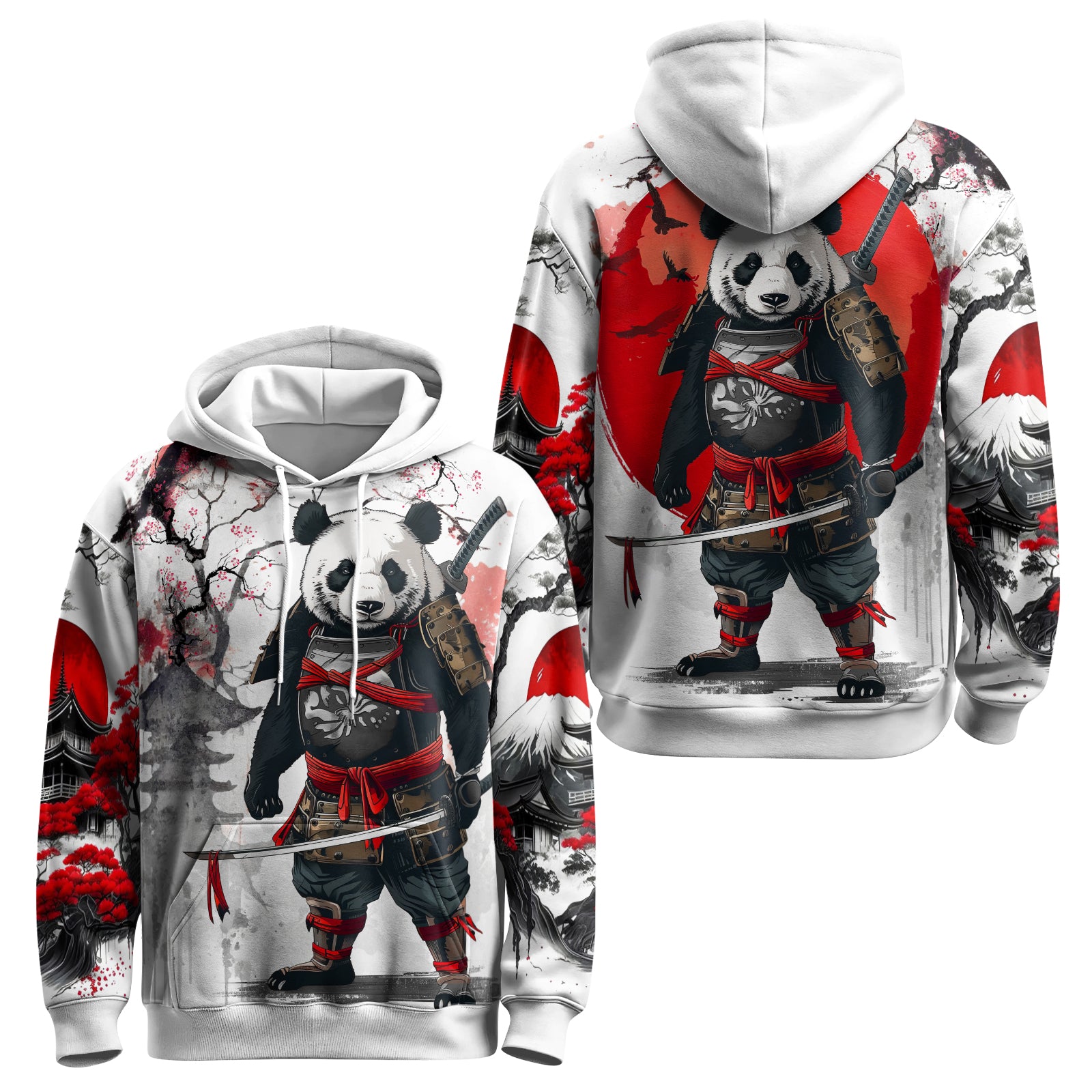 Rashninja Samurai Panda Warrior AOP Hoodie