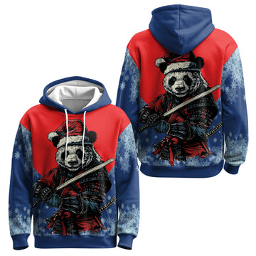 Rashninja Blue Samurai Christmas Panda AOP Hoodie