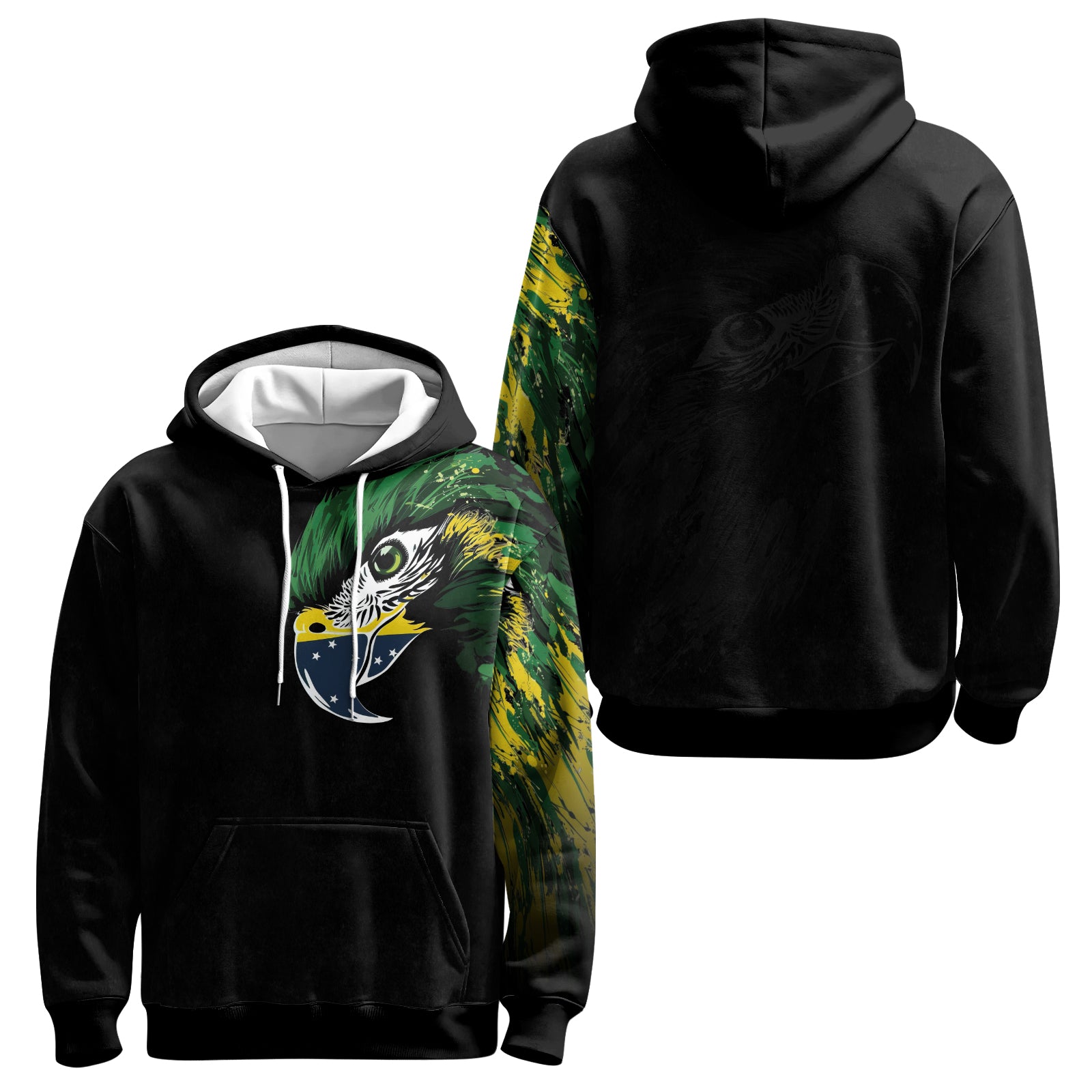 Rashninja Bird Warrior with Brazil Flag AOP Hoodie |Brazil Flag Hoodie