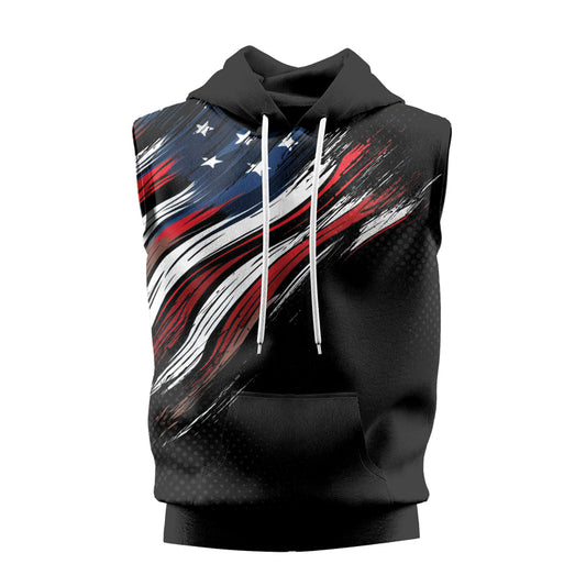 Rashninja Patriotic USA Flag Sleeveless Hoodie | MMA Sleeveless Hoodie