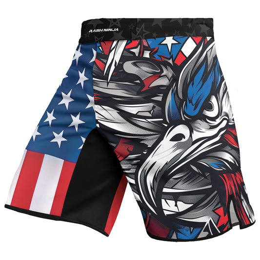 Rashninja Patriotic Eagle Sleeve Men's Fight Shorts

