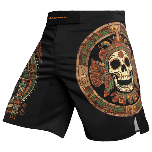 Rashninja Aztec Feathered Skull Men's Fight Shorts