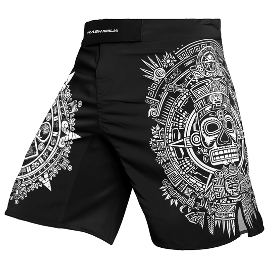 Rashninja Aztec Sun Stone Ranked Men's Fight Shorts